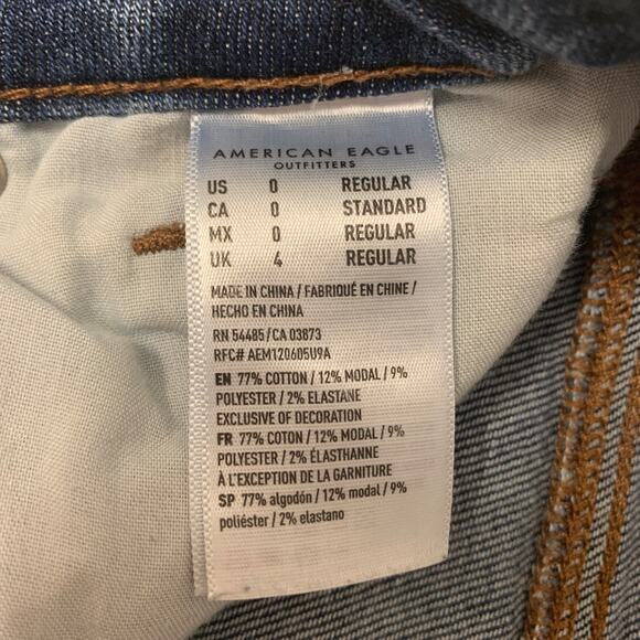 American Eagle Jeans Women 0 Blue Medium Wash Denim Stretch Mom Distressed - Picture 4 of 10